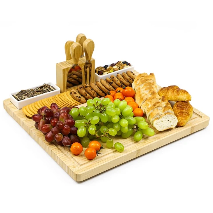 Bamboo Cheese Board Knife Set With Magnetic Holder (1)